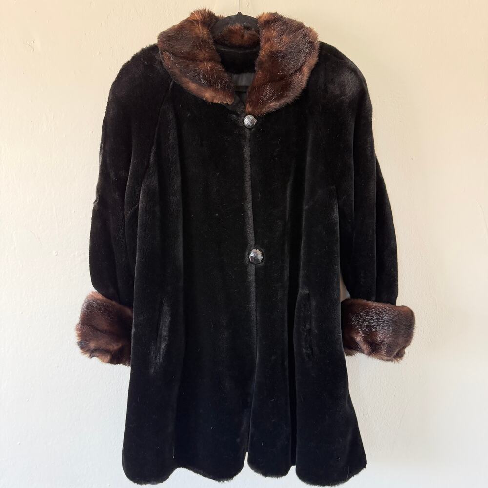 Vintage Faux Fur black and brown winter coat